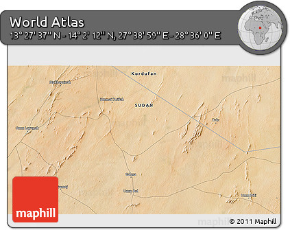 Satellite 3D Map of the Area around 13° 44' 54" N, 28° 7' 30" E