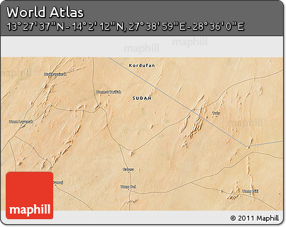 Satellite 3D Map of the Area around 13° 44' 54" N, 28° 7' 30" E