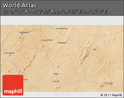 Satellite 3D Map of the Area around 13° 44' 54" N, 28° 7' 30" E