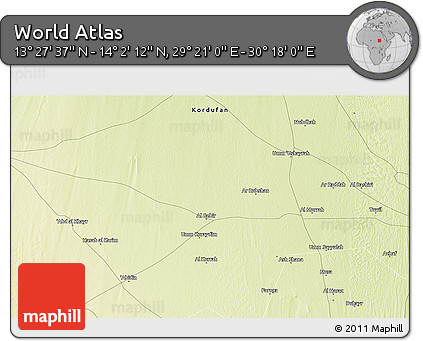Physical 3D Map of the Area around 13° 44' 54" N, 29° 49' 30" E