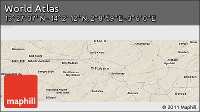 Shaded Relief Panoramic Map of the Area around 13°&nbsp;44'&nbsp;54"&nbsp;N,&nbsp;2°&nbsp;37'&nbsp;30"&nbsp;E