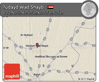 Shaded Relief Map of Ḩudayd Wad Shayb