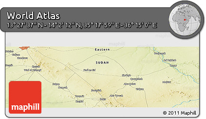Physical Panoramic Map of the Area around 13° 44' 54" N, 35° 46' 29" E