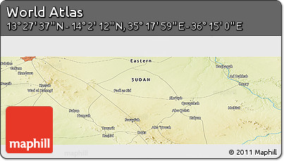 Physical Panoramic Map of the Area around 13° 44' 54" N, 35° 46' 29" E
