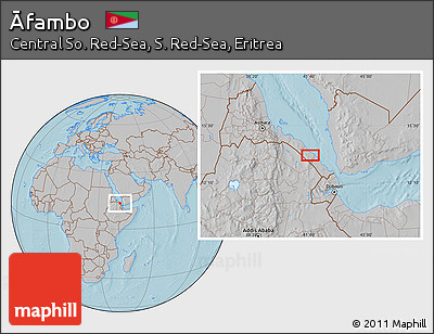 Gray Location Map of Āfambo, hill shading