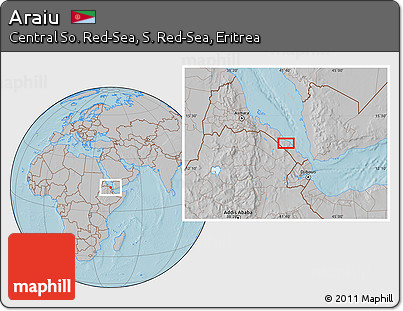 Gray Location Map of Araiu, hill shading