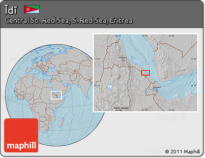 Gray Location Map of Īdī, hill shading