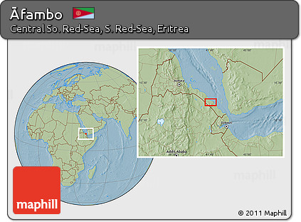 Savanna Style Location Map of Āfambo, hill shading