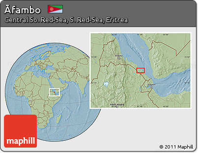 Savanna Style Location Map of Āfambo, hill shading