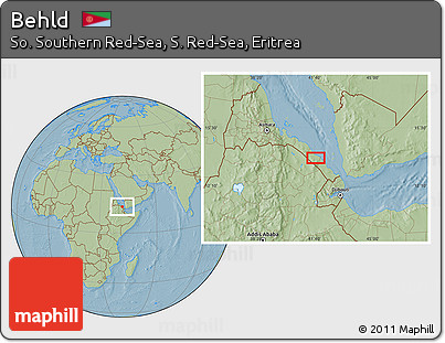 Savanna Style Location Map of Behld, hill shading