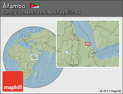 Savanna Style Location Map of Āfambo, hill shading