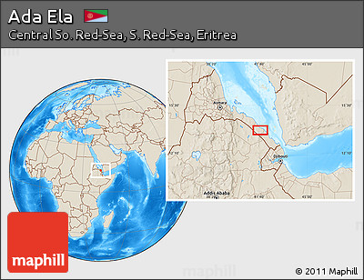 Shaded Relief Location Map of Ada Ela