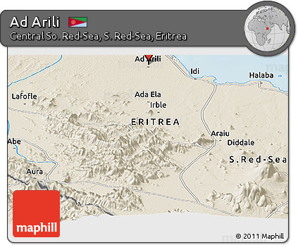 Shaded Relief Panoramic Map of Ad Arili