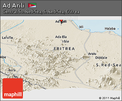 Shaded Relief Panoramic Map of Ad Arili