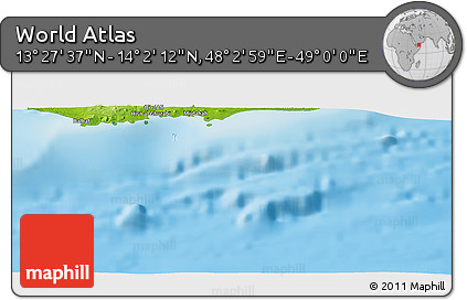 Physical Panoramic Map of the Area around 13° 44' 54" N, 48° 31' 29" E