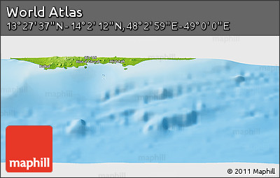 Physical Panoramic Map of the Area around 13° 44' 54" N, 48° 31' 29" E