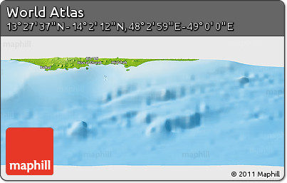 Physical Panoramic Map of the Area around 13° 44' 54" N, 48° 31' 29" E