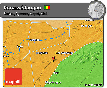 Political 3D Map of Konassédougou