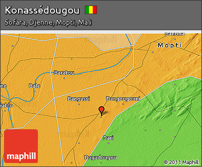 Political 3D Map of Konassédougou