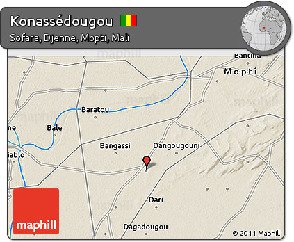 Shaded Relief 3D Map of Konassédougou