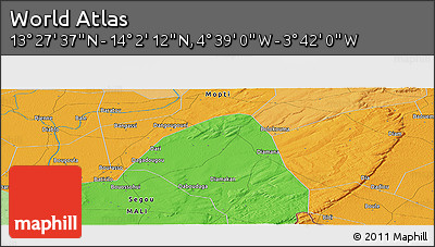 Political Panoramic Map of the Area around 13° 44' 54" N, 4° 10' 30" W