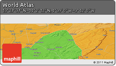 Political Panoramic Map of the Area around 13° 44' 54" N, 4° 10' 30" W