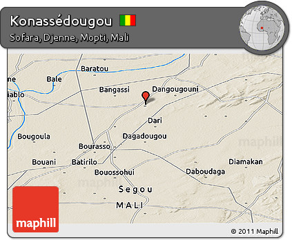 Shaded Relief Panoramic Map of Konassédougou