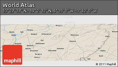 Shaded Relief Panoramic Map of the Area around 13° 44' 54" N, 4° 10' 30" W