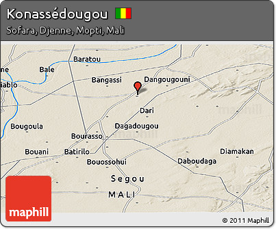 Shaded Relief Panoramic Map of Konassédougou