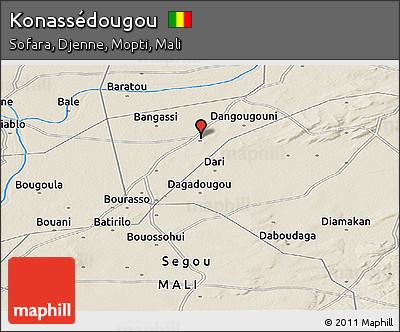 Shaded Relief Panoramic Map of Konassédougou