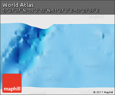 Physical 3D Map of the Area around 13° 44' 54" N, 51° 55' 29" E