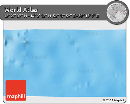 Physical 3D Map of the Area around 13° 44' 54" N, 52° 46' 29" E