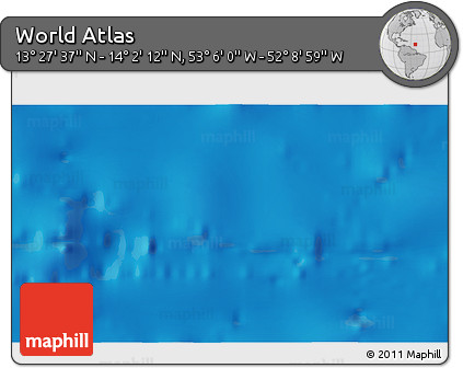 Physical 3D Map of the Area around 13° 44' 54" N, 52° 37' 30" W