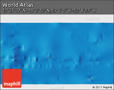 Physical 3D Map of the Area around 13° 44' 54" N, 52° 37' 30" W