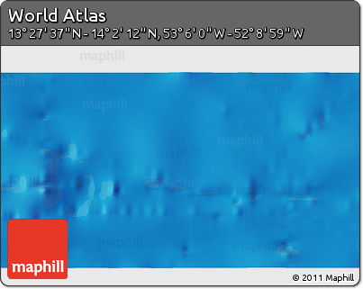 Physical 3D Map of the Area around 13° 44' 54" N, 52° 37' 30" W