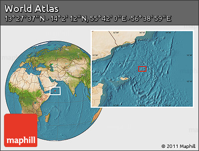 Satellite Location Map of the Area around 13° 44' 54" N, 56° 10' 29" E