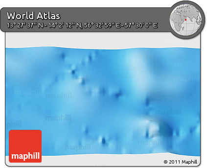 Physical 3D Map of the Area around 13° 44' 54" N, 57° 1' 29" E
