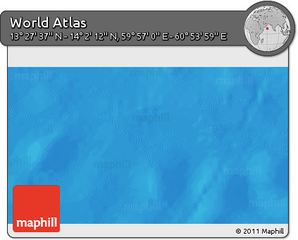 Physical 3D Map of the Area around 13° 44' 54" N, 60° 25' 29" E