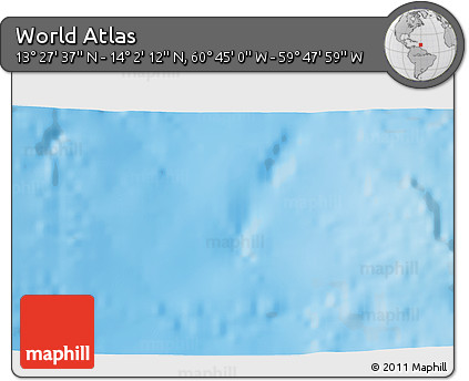 Physical 3D Map of the Area around 13° 44' 54" N, 60° 16' 29" W