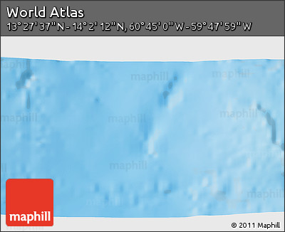 Physical 3D Map of the Area around 13° 44' 54" N, 60° 16' 29" W