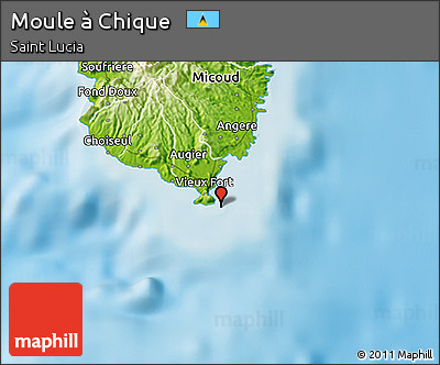 Physical 3D Map of Moule à Chique