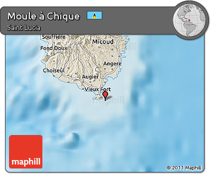 Shaded Relief 3D Map of Moule à Chique