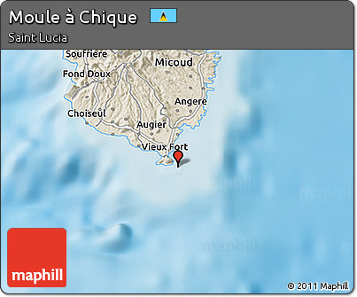 Shaded Relief 3D Map of Moule à Chique