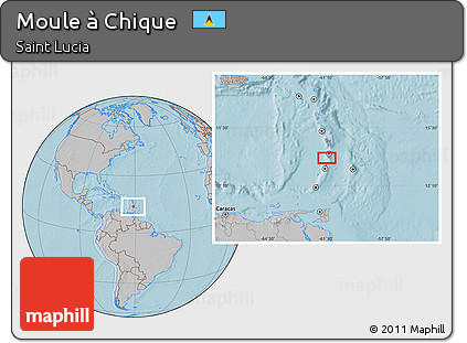 Gray Location Map of Moule à Chique, hill shading