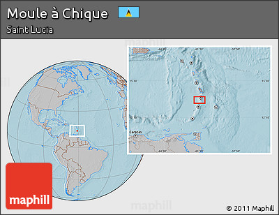 Gray Location Map of Moule à Chique, hill shading