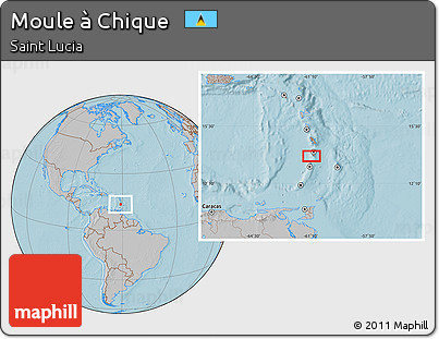 Gray Location Map of Moule à Chique, hill shading