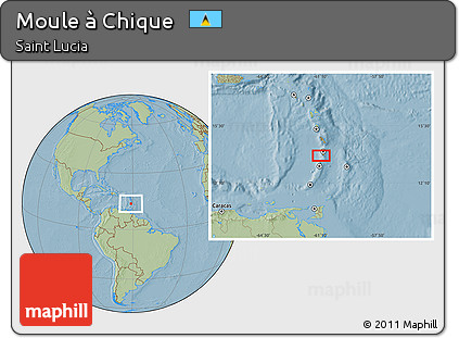 Savanna Style Location Map of Moule à Chique, hill shading