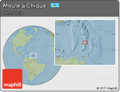 Savanna Style Location Map of Moule à Chique, hill shading