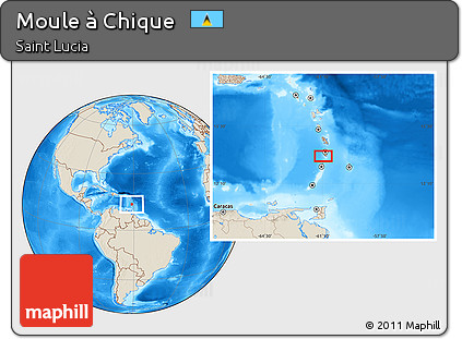 Shaded Relief Location Map of Moule à Chique