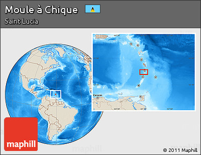 Shaded Relief Location Map of Moule à Chique